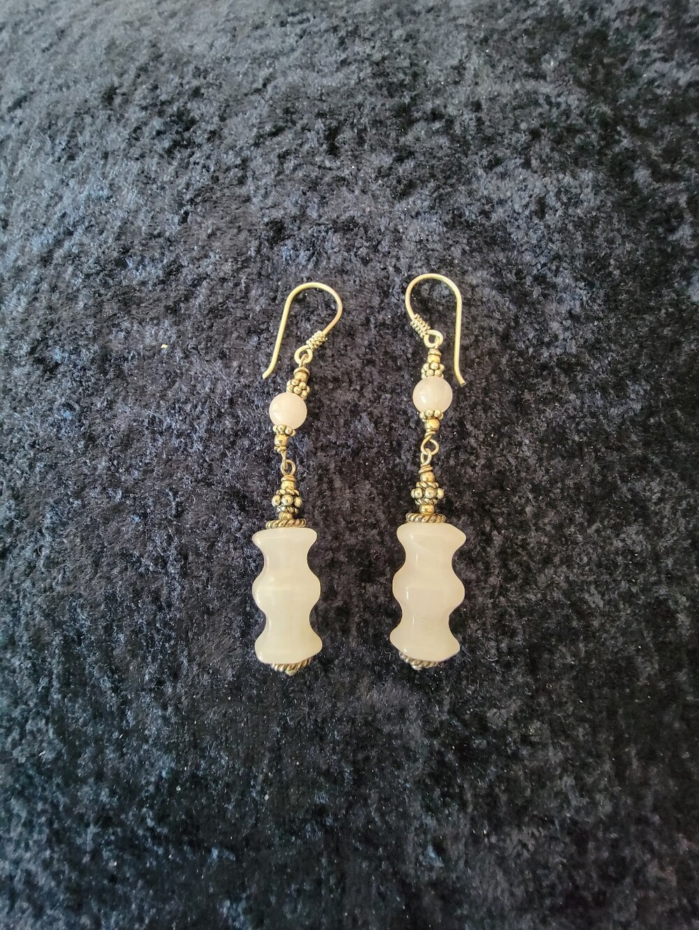 Rose Quartz Silver Dangle Earrings